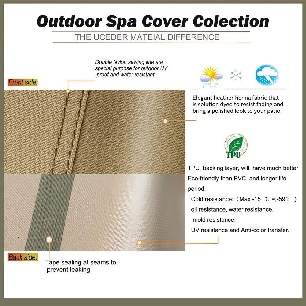 UCEDER Round Waterproof Hot Tub Cover -Outdoor Spa Cover Cap(Actual Size 85''x20'' Fit 83''x 20'') 600D Heavy Duty Polyester Hot Tub Cover Protector(Brown)