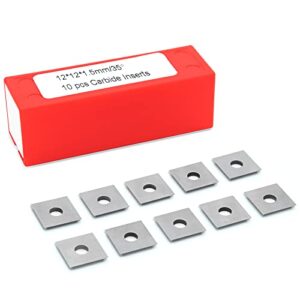 binstak - k1215 - 12mm square corners carbide inserts 4 edges (12mm lengthx12mm widthx1.5mm thick-35 degree cutting angle), pack of 10, straight-hole