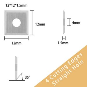 BINSTAK - K1215 - 12mm Square Corners Carbide Inserts 4 Edges (12mm lengthX12mm widthX1.5mm thick-35 Degree Cutting Angle), Pack of 10, Straight-Hole