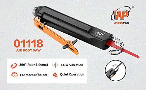 WORKPAD Air Body Saw Multi-function Pneumatic Reciprocating Saw Air Powered Mini Tool, Equipped with 5pcs 24T & 32T saw and 5pcs Filer set…