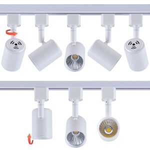 mirrea 12 Pack LED Track Lighting Heads Compatible with Single Circuit H Type Rail Ceiling Spotlight for Accent Task Wall Art Exhibition Lighting 6.5W White Painted (3000K Warm White)