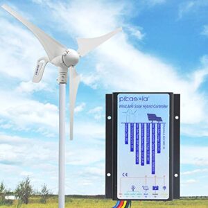 Pikasola Hybrid Wind Controller and Solar Controller for 12V/24V Battery Auto, 30A Hybrid Charge Controller for Off Grid Max 800W Wind Turbine Charge and 1000W Solar Panel with MCT Charging Function.