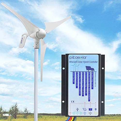 Pikasola Hybrid Wind Controller and Solar Controller for 12V/24V Battery Auto, 30A Hybrid Charge Controller for Off Grid Max 800W Wind Turbine Charge and 1000W Solar Panel with MCT Charging Function.