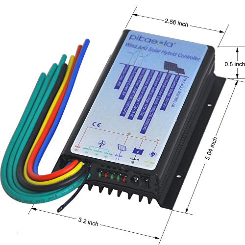 Pikasola Hybrid Wind Controller and Solar Controller for 12V/24V Battery Auto, 30A Hybrid Charge Controller for Off Grid Max 800W Wind Turbine Charge and 1000W Solar Panel with MCT Charging Function.