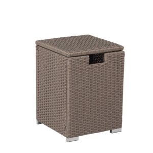 cosiest outdoor hideaway wicker grey tank table for gas fire pits, hides standard 20 gallon 16-inch propane tank cover