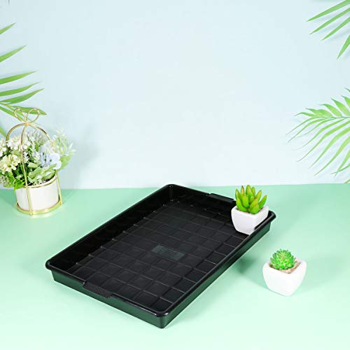 YARNOW Plant Pot Trays Rectangle Plastic Humidity Tray Indoor Plants Succulents Flower Bonsai Tree Saucer Organizer 1pc Black 33.5x23.5x3cm