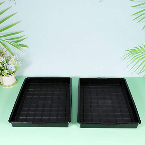 YARNOW Plant Pot Trays Rectangle Plastic Humidity Tray Indoor Plants Succulents Flower Bonsai Tree Saucer Organizer 1pc Black 33.5x23.5x3cm