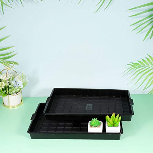 YARNOW Plant Pot Trays Rectangle Plastic Humidity Tray Indoor Plants Succulents Flower Bonsai Tree Saucer Organizer 1pc Black 33.5x23.5x3cm