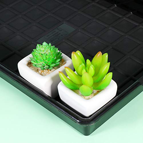 YARNOW Plant Pot Trays Rectangle Plastic Humidity Tray Indoor Plants Succulents Flower Bonsai Tree Saucer Organizer 1pc Black 33.5x23.5x3cm