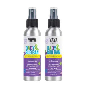 YAYA ORGANICS Baby Bug BAN – All-Natural, Proven Effective Repellent for Babies, Kids and Sensitive Skin (4 Ounce Spray, 2-Pack)