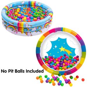 JOYIN Inflatable Kiddie Pool, 2 Pack 47'' Rainbow Unicorn Baby Swimming Pool 3 Ring Swim Pool for Kids, Water Pool for Seasonal Merriment for Ages 3+