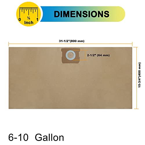 SpaceTent 6 Pack DEWALT DXVA19-4101 High Efficiency Replacement Filter Bags for DEWALT 6 to 10 Gallon Wet/Dry Vacs - Part # DEWALT DXVA19-4101