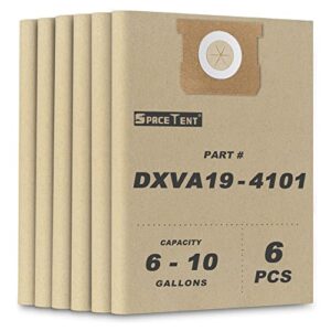 spacetent 6 pack dewalt dxva19-4101 high efficiency replacement filter bags for dewalt 6 to 10 gallon wet/dry vacs - part # dewalt dxva19-4101