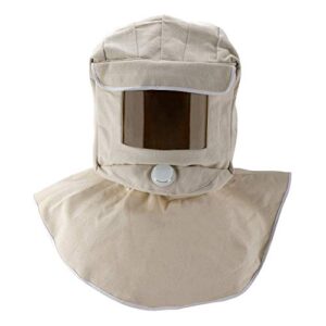 yaekoo white color sand blasting hood canvas shawl cap sandblaster mask anti dust protection mask face protective helmet