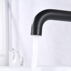 Wall Mount Tub Filler Matte Black Tub Faucet High Flow Two Handles Solid Brass, Long Spout Reach, sumerain