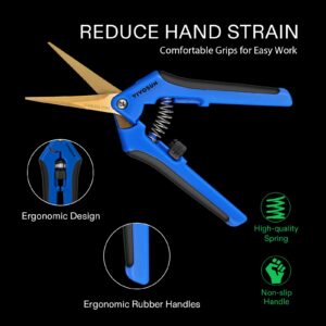 VIVOSUN 2-Pack Curved Gardening Scissors 6.5 Inch Hand Pruner Shear with Titanium Coated Precision Blades