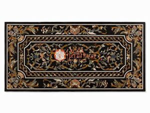 marble 75"x38" inches dining table top pietra dura inlay hard stone furniture home decor
