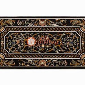 Marble 75"x38" Inches Dining Table Top Pietra Dura Inlay Hard Stone Furniture Home Decor