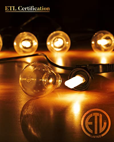 Lightdot 96FT (2x48FT) Outdoor String Lights, Shatterproof Dimmable LED Bulbs String Patio Lights, Outside Lights for Patio, Patio String Lights for Backyard Cafe Bistro Gazebo - ETL Listed
