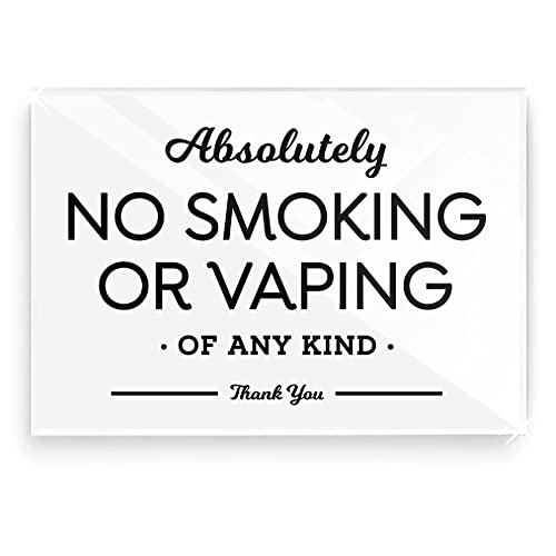 5x7 Inch No Smoking Vaping Designer Sign ~ Ready to Mount, Lean or Frame ~ Premium Finish, Durable (White)