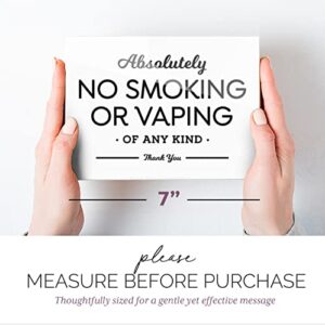 5x7 Inch No Smoking Vaping Designer Sign ~ Ready to Mount, Lean or Frame ~ Premium Finish, Durable (White)