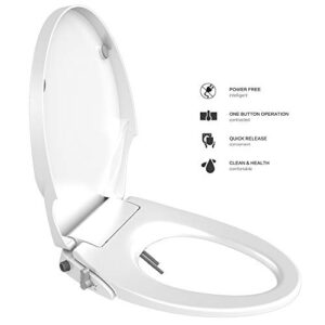 Toilet Seat Bidet Seat with Self Cleaning Dual Nozzles Non electric Separated Rear & Feminine Cleaning Natural Water Spray, soft close toilet seat,Easy DIY Installation