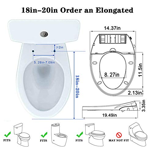 Toilet Seat Bidet Seat with Self Cleaning Dual Nozzles Non electric Separated Rear & Feminine Cleaning Natural Water Spray, soft close toilet seat,Easy DIY Installation