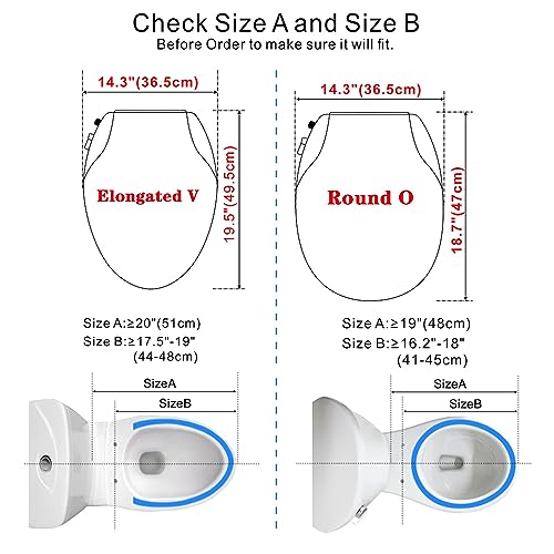 Toilet Seat Bidet Seat with Self Cleaning Dual Nozzles Non electric Separated Rear & Feminine Cleaning Natural Water Spray, soft close toilet seat,Easy DIY Installation