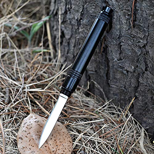 SZHOWORLD Portable Aluminium Alloy Mini Knife - Compact Pocket Knife - EDC Lightweight Daily Knife with 3Cr13 Stainless Steel Blade and Glass Breaker (Black)