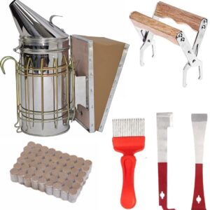 Honey Lake Bee Smoker Kit, Bee Smoker for Beekeeping Included Bee Hive Smoker with 54Pcs Bee Smoker Pellets, 2 Bee Hives Tools, Frame Holder Grip, Uncapping Fork, Beekeeping Supplies for Beekeeper