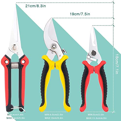 Yeemoutylo Bypass Pruning Shears, Garden Pruning Shears 3 Pack Bonsai Tree Hand Pruning Shears Garden Trimmer Scissors Kit