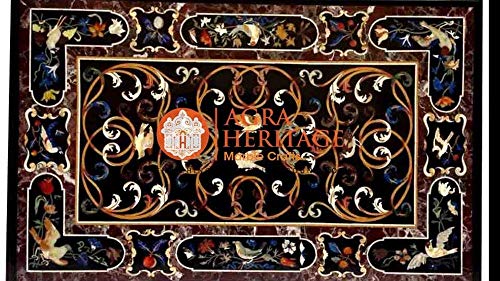 Marble Center 48"x36" Inches Dining Table Top Pietradura Inlay Hallway Decor Furniture