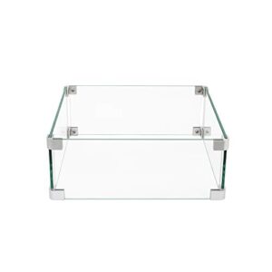 hompus square glass wind guard,14x14x5.5 inches tempered glass for outdoor fire pit table
