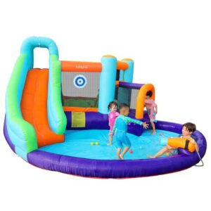 airmyfun inflatable water slide, water bouncy house for wet and dry with climbing wall, jumping and splash pool,water bounce house with slide for big kids