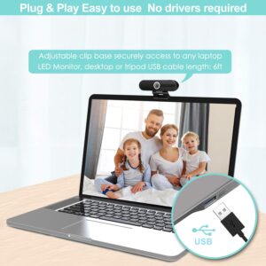 4K HD Webcam with Microphone, 8MP USB Computer Web Camera With Privacy Shutter and Tripod, Pro Streaming Webcam PC Cam Mac Desktop Laptop for Gaming Video Recording Calling Conferencing Online Classes