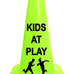 Cortina Sport Cone with Legend "KIDS AT PLAY", 03-500-41-02, 18" Height, Lime Cone, 1 Pack