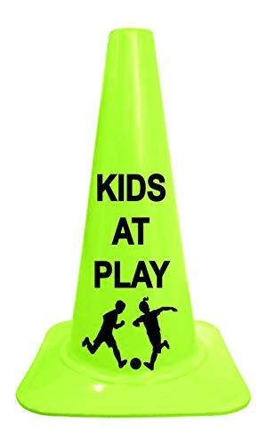 Cortina Sport Cone with Legend "KIDS AT PLAY", 03-500-41-02, 18" Height, Lime Cone, 1 Pack