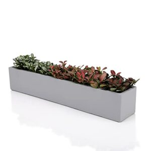 ten-stone 14.5-inch grey rectangle concrete succulent planter windowsill boxes