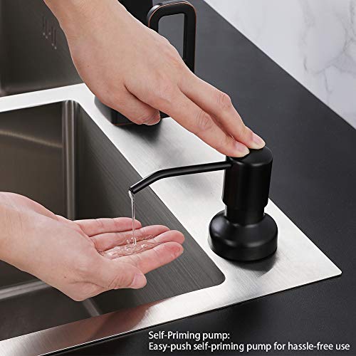 Matte Black Soap Dispenser for Kitchen Sink,Refill from The Top,Kitchen Counter Soap Dispenser Pump with Refillable 500ml Liquid Soap Bottle