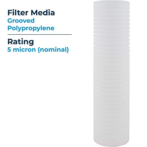 SpiroPure SP-AP110 10x2.5 5 Micron Grooved Melt-Blown Polypropylene Sediment Water Filter Cartridge SGC-25-1005 AP110 (Case of 24)