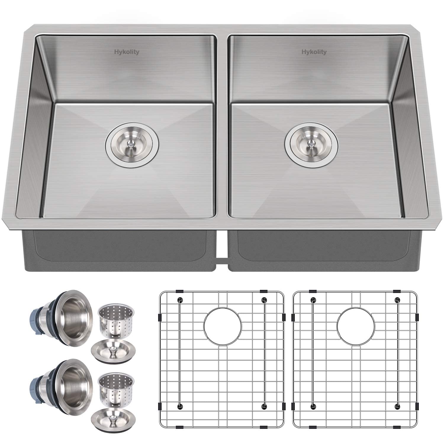 hykolity 33-inch Undermount 50/50 Double Bowl 16 Gauge Stainless Steel Kitchen Sink