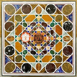 36.5" white marble conference dining table top mosaic inlay hallway decor