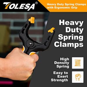 TOLESA Heavy Duty Spring Clamps 7 Inch - 4PCS Large Wood Clamps with Powerful Clamping Force 30 Lbs - Deep Throat Clamps for Woodworking Wood Gluing Photography Backdrop Tarp Pool Cover Holding