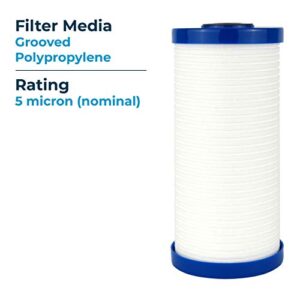 SpiroPure SP-AP810-BB 10x4.5 5 Micron Grooved Melt-Blown Polypropylene Sediment Water Filter Cartridge AP810 (Case of 8)