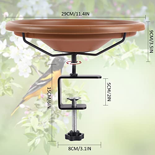 yosager Bird Bath Deck Bowl Spa Mount Bird Bath Unheated with Lightweight Detachable, Oriole Drinking Feeder, Adjustable Heavy Duty Sturdy Steel, Great for Attracting Birds