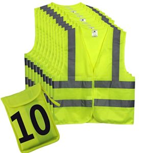 treedeng 10 pack xl yellow high visibility safety vest reflective safety vest for traffic industrial cycling running