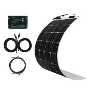 renogy 100 watt 12 volt flexible solar kit with 100w monocrystalline panel and 10a waterproof pwm controller for caravan, rv, boat and uneven surfaces