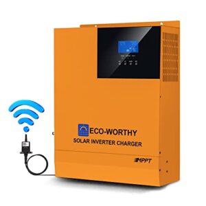 eco-worthy all-in-one solar hybrid charger inverter built in 3000w 24v pure sine wave power inverter and 60a mppt solar controller for off-grid system