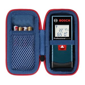 co2crea hard travel case replacement for bosch glm 20 compact blaze 65' distance measure (black case + inside blue + red zipper)
