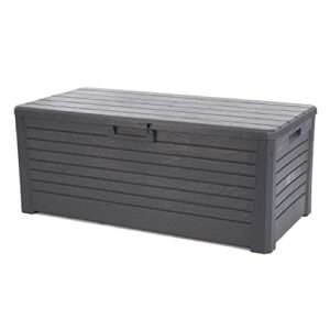 toomax florida weatherproof lockable deck storage box bench for outdoor pool patio garden furniture and indoor toy bin container, anthracite